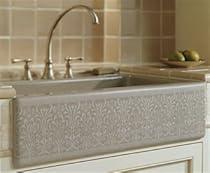Hot Sale KOHLER K-14579-KG-7 Alencon Lace Design on Dickinson Apron-Front 33-inchby 22-1/8-inch Under-mount Single Bowl Kitchen Sink, Black Black