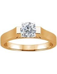 0.60 Ct Princess H/I SI1/SI2 Diamond 18K Yellow Gold Solitaire Ring