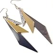Tri Tone Three Triangles Dangle Fashion Earrings
