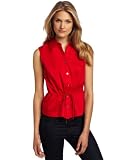 Jones New York Womens Sleeveless Shirt With Elastic Drawstring Shirt