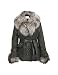 Julia Cocco' Detachable Fur Collar Black Leather-trim Coat