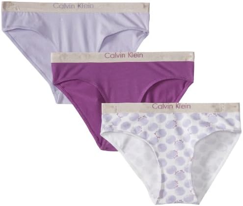 Calvin Klein Underwear Girls 7-16 Ck 3 Pack Chrome Bikini Briefs