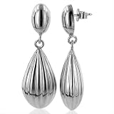 Sterling Silver Fluted Tear Drop Earrings