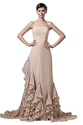 Strapless Charmeuse/Chiffon/Satin/Spandex Sequined Evening Dress 