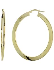 10K Gold Highly Polished Oval-Shape Snap-Post Italian Hoop Earrings, 2 1/16" (52mm) tall
