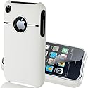 Apple iPhone 3G 3Gs 3 3s Harte Rückseite Schutzhülle in Weiß aus Baumharz mit Aluminium Silberfarbig Chrom Drahtziehen Optik für iPhone3 3g | elegant Schutzhülle | Glänzend Tasche | Metallisch Case, PLUS Mit Displayschutzfolie und Reinigungstuch Inklusive