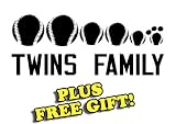 16" x 6.75" Twins Baseball Family Vinyl Sticker Decal [Die-cut, White] + with Free Baseball Pencil