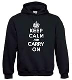 Keep Calm and Carry On Hoodie - 4 Colours - BLACK - SMALL