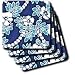 Hibiscus Flower On Blue - Set Of 8 Ceramic Tile Coasters