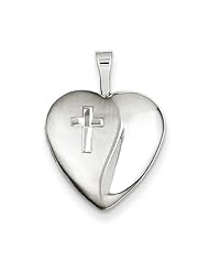 Sterling Silver 16mm D/C Cross Heart Locket. Metal Wt- 2.4g
