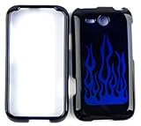 HTC FreeStyle Transparent Blue Flame Hard Case,Cover,Faceplate,SnapOn,Prote ....