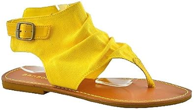 Bamboo Carnival-42 toile Jaune, Sandales Plates Femme Taille US 11 ... Bamboo Carnival-42 toile Jaune, Sandales Plates Femme Taille US 11 ...