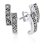 Sterling Silver 2 Bars Marcasite Earrings