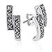Sterling Silver 2 Bars Marcasite Earrings