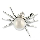 14K White Gold Diamond Spider Pin