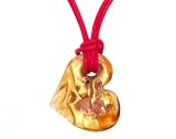 Gold Overlay Sterling Silver Yellow w/ Red Swirl Murano Glass Heart Pendant w/ Red Cord