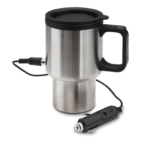 Buy Brand New Electric Heated Stainless Steel Travel Car Coffee Mug w/ Adapter Promo Offer