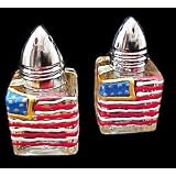 America's Flag Design - Hand Painted - Mini Salt and Pepper,.5 oz., Set of 2 by 