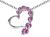 1.00 cts 925 Sterling Silver Created Pink Tourmaline Heart Pendant
