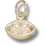 University of Michigan M Prcd Football 1/4 Pendant (Gold Plated)