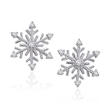 10K White Gold 0.12 ct. Diamond ''Snow Flake'' Earrings (Higher Quality)