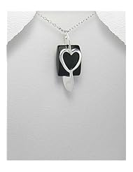 Heart Onyx Pendant Necklace In 92.5 Sterling Silver