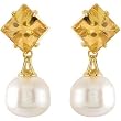 18K Yellow Gold Paspaley South Sea Golden Cultured South Seas Cultured Pearl and Citrine Earrings