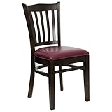 HERCULES Vertical Slat Back Walnut Wood Chair with Burgundy Vinyl Seat - XU ....