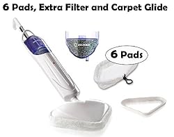 Reliable Steamboy T1 Chemical Free H2O Steam Floor Mop with 6 Microfiber Replacement Pads, Extra Replacement Filter and carpet glide