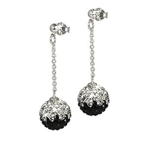 SilberDream scintillement bijoux - Boucle d'oreille en argent 925 avec cristaux Swarovski ICE blanc et noir 10mm de diamètre GSO002