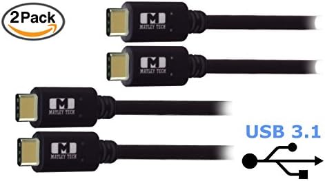 Matley Tech USB 3.1 Type C (USB-C) Cable - Black 3.3ft 1M - 2 Pack - Meets all USB Type C Specifications