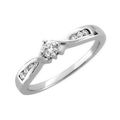 14k White Gold Diamond Engagement Ring Band (HI, I1, 0.20 carat) [Jewelry]