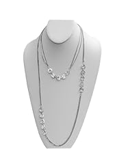 Rhodium Plated Sterling Silver 2-strand Fancy Adjustable Necklace (30 inch)