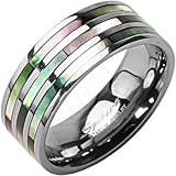 Spikes Titanium Triple Abalone Ring