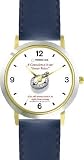 Habit 1 - A Conscience is a Compass (English Text) - DELUXE TWO-TONE WATCH from THE 7 HABITS - WATCH COLLECTION BY WATCHBUDDY&reg; - Arabic Numbers - Blue Leather Strap-Size-Women's Size-Small