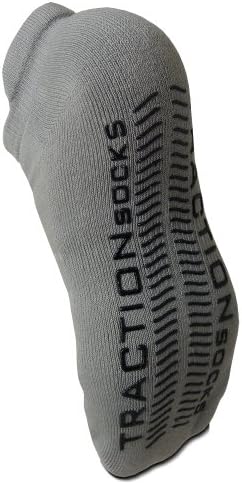 TractionSocks Non-Slip Organic Cotton Socks (Small, Grey)