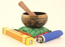 Gorgeous Yoga Meditation Om Peace Singing Bowl / Cushion / Wooden Mallet / Incense / Prayer Flag Set