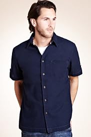 XXXL Blue Harbour Pure Cotton Short Sleeve Waffle Shirt