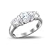 Majestic Sterling Silver And Round Cubic Zirconia 3 Stone Ring: Romantic Jewelry Gift by The Bradford Exchange