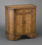 AA Importing 80183 Two Door, One Drawer Cabinet - Brown with Floral Design