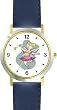Pink Fairy Ballerina - Ballet Dancer WATCHBUDDY&reg; DELUXE TWO-TONE THEME WATCH - Arabic Numbers - Blue Leather Strap-Size-Large ( Men's Size or Jumbo Women's Size )