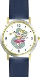 Pink Fairy Ballerina - Ballet Dancer WATCHBUDDY&reg; DELUXE TWO-TONE THEME WATCH - Arabic Numbers - Blue Leather Strap-Children's Size-Small ( Boy's Size & Girl's Size )