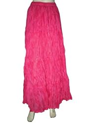 Womens Boho Gypsy Hippie Skirts Bright Pink 4 Tiered Cotton Designer Long Skirts 38"