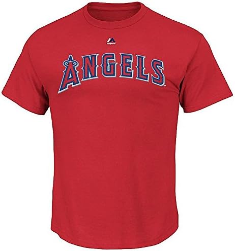 Men's MLB Majestic Los Angeles Angels of Anaheim Official Wordmark Tee, 100% Cotton (Extra Large)