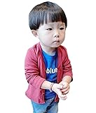 (ポルトプエルト) Porto Puerto 単色 綿 上着 カーディガン ボーイズ ガールズ キッズ ベビー [海外直送品] (90㎝, レッド)