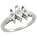 10k White Gold 3-Stone Marquise-shaped Ring w/