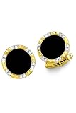 14K Gold and Diamond Round Onyx Cufflinks