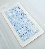 Produkt-Bild: DUSCHEINLAGE DUSCHMATTE WANNENEINLAGE ANTIRUTSCHMATTE 55cm x 55cm "SEESTERN+FISCHE" NEU shower insert in wei&szlig;/blau