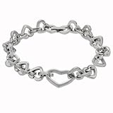 Stainless Steel Center Heart with Heart Link Bracelet