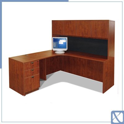L-Shape Laminated Desk & Hutch w/ FREE SHIPPING